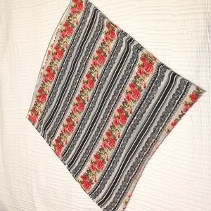 Black and red rose pattern square scarf/hijab
